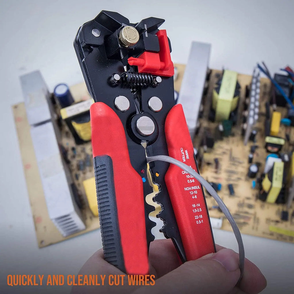 Multifunctional Cable Wire Stripper Cutter, Crimping Stripping Plier Tool, Self-adjusting 8" Automatic Wire Stripper Qme