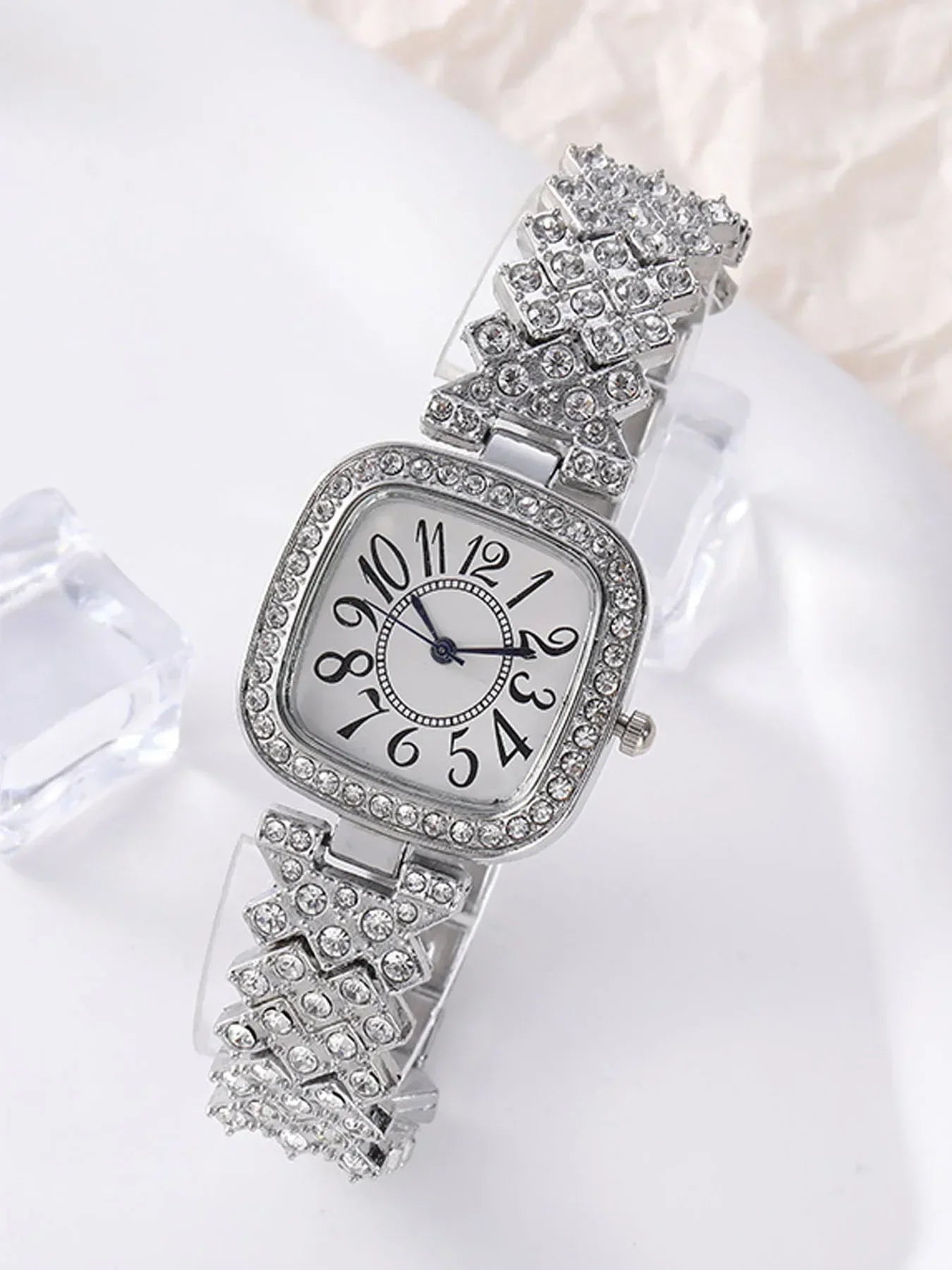 1pcs/set of square rhinestone alloy shell women's watch Starry Sky Fashion casual junior high school student watch Qme