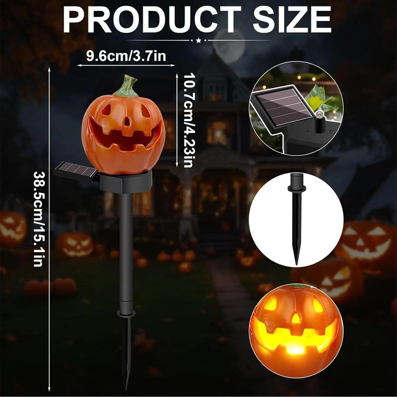 Stake Lights Solar Powered Pumpkin Shape Pathway Halloween Lantern Qme