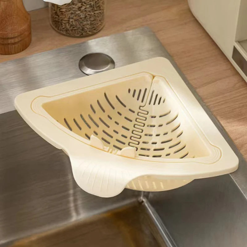 Drain Basket Sink Strainer Handle Food Slag Kitchen Supplies Trap Qme White