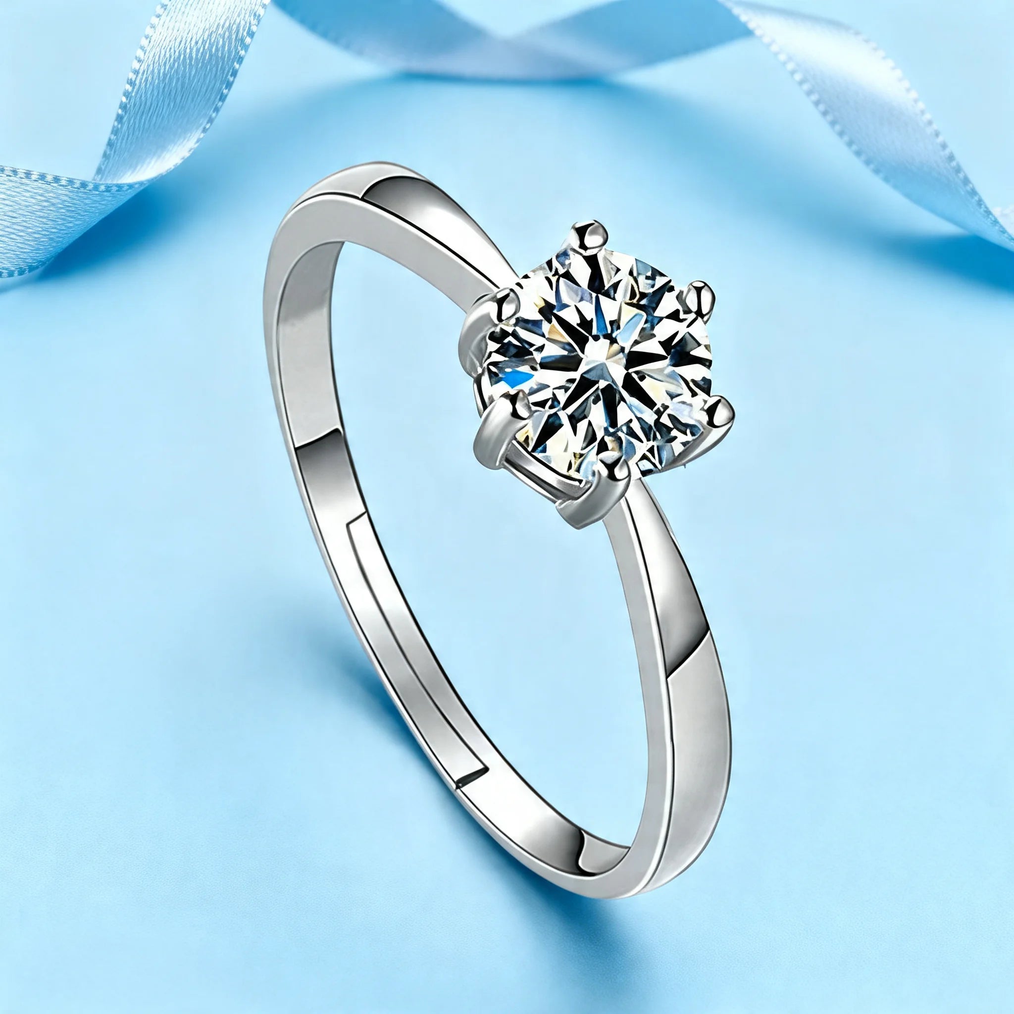 Couple gift fine 925 Sterling Silver moissanite Rings for women crystal adjustable size Fashion party engagement wedding Jewelry Qme resizable