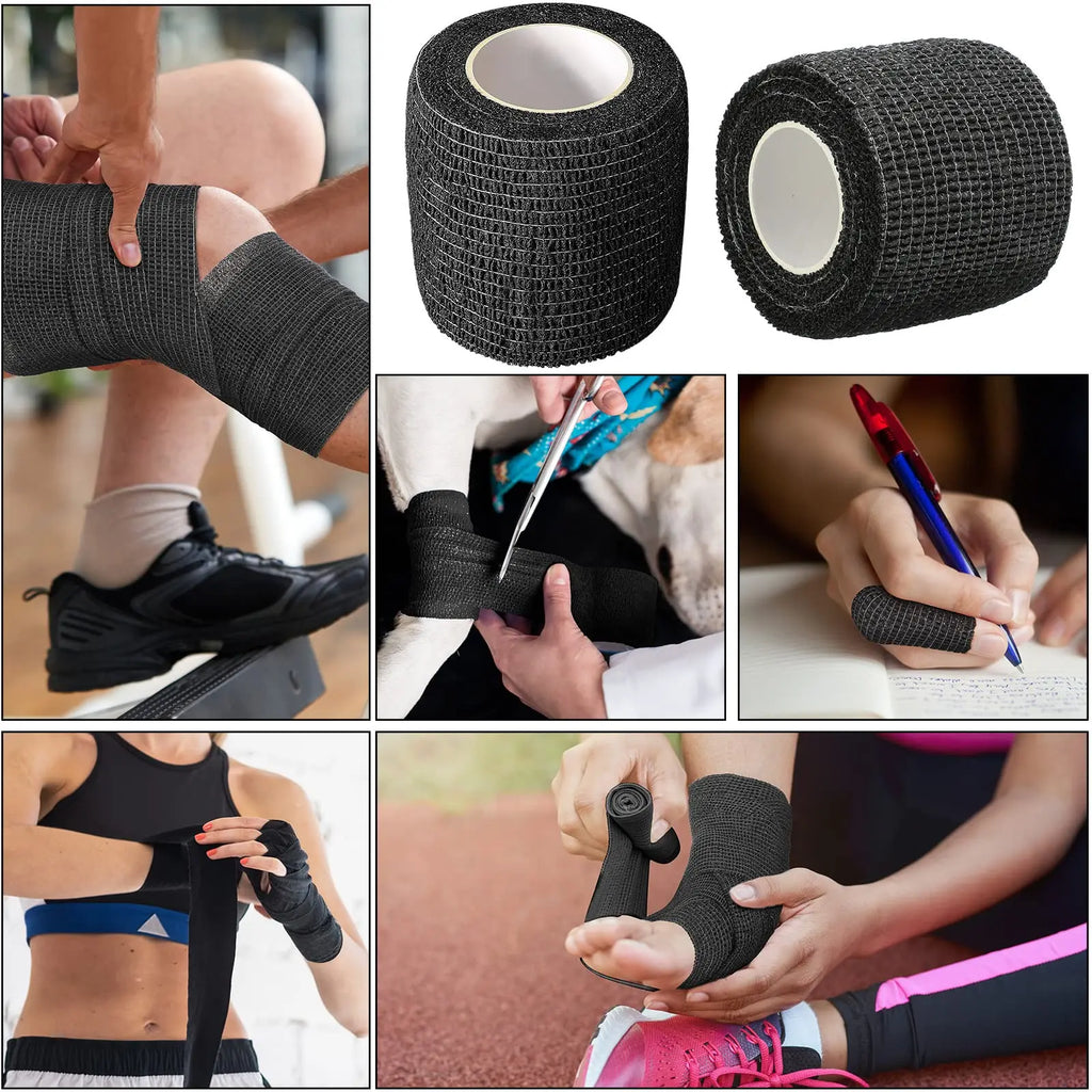 Factory Wholesale 6/12/24/48pcs Disposable Cohesive Tape Wrap Elastic Bandage Rolls For Tattoo Machine Grip Accessories Supply Qme