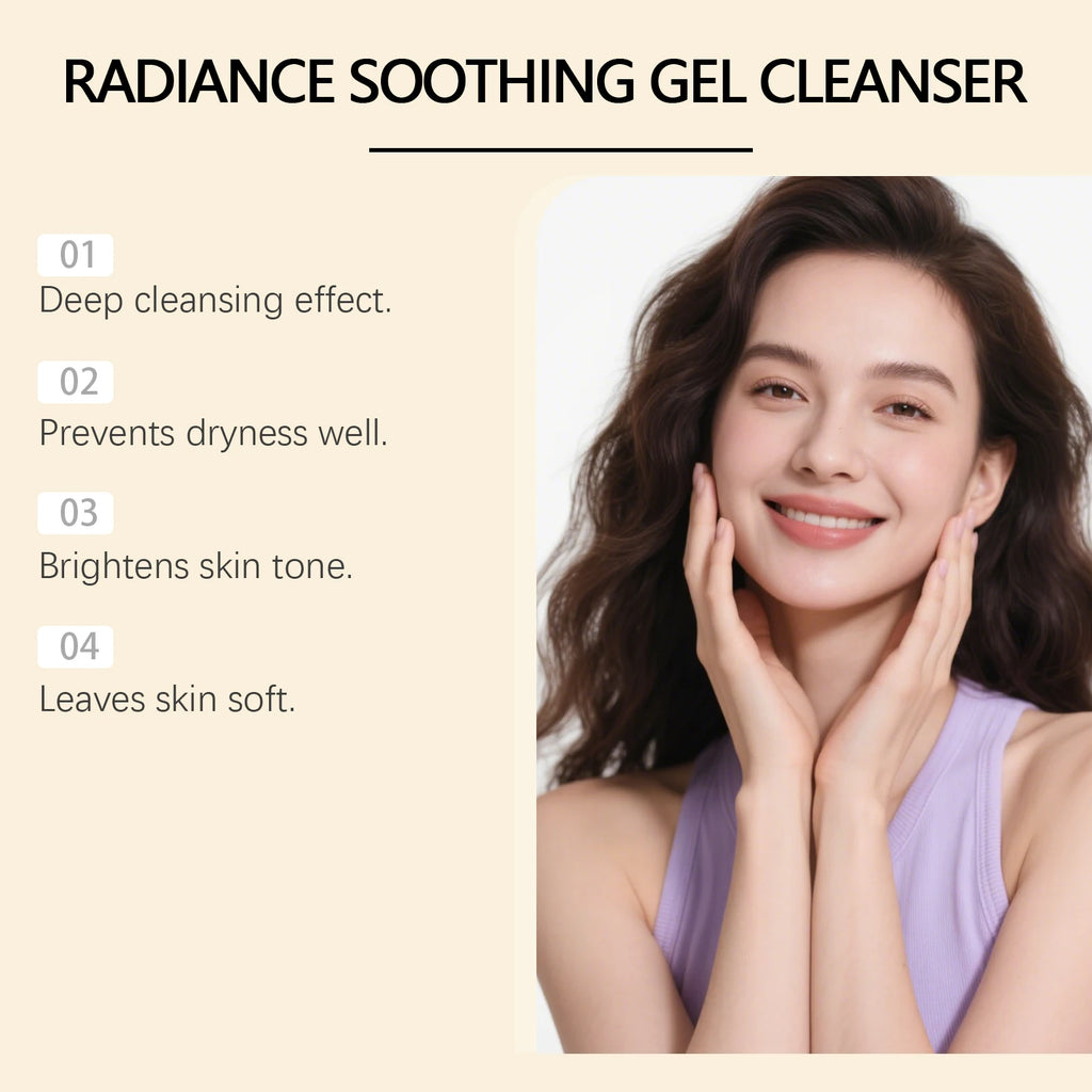 Radiance Soothing Gel Cleanser Skin Cleansing Brightening Hydrating Repair Face Foam Daily Cleanser for Sensitive Skin Skincare Qme