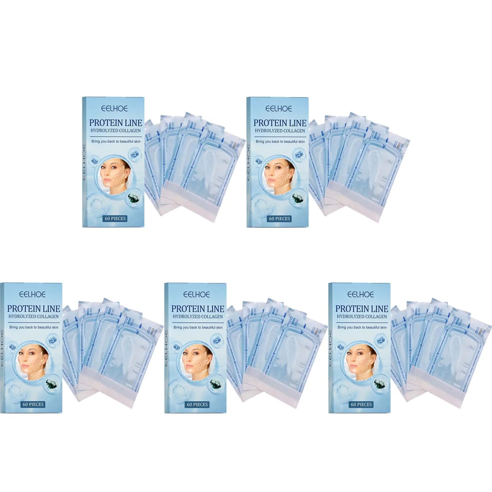 60Pcs Gold Protein Line Fade Wrinkle Firming Facial No Needle Absorbable Smoothing Hydrolyzed Collagen Thread Serum Qme 300Pcs