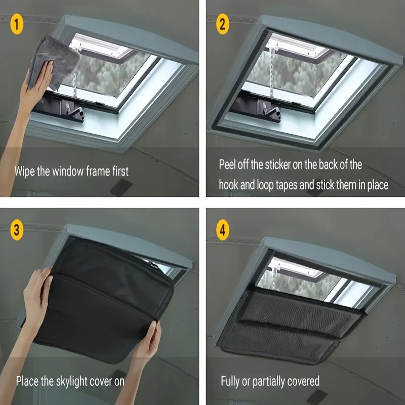 Advanced RV ventilation system and blackout curtains, easy folding design, durable fabric, lightweight sunshade curtains, Qme