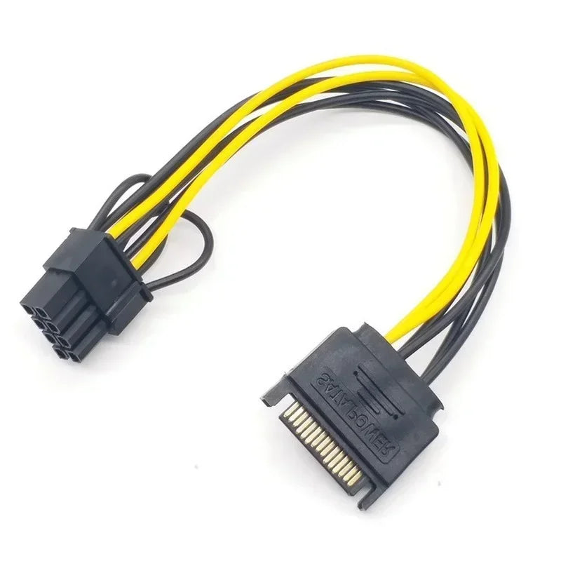20cm High Speed 15 Pin SATA Male To 8 Pin(6+2) PCI-E Power Supply Cable SATA Cable 15-pin To 8 Pin Cable Qme Orange