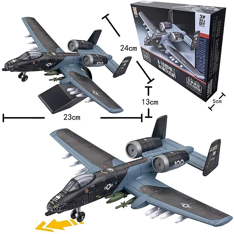 Military Series Building Blocks A-10 Thunderbolt II Support Attack Aircraft Model F14 Tomcat Fighter Toys Kids Boy Birthday Gift Qme GRAY