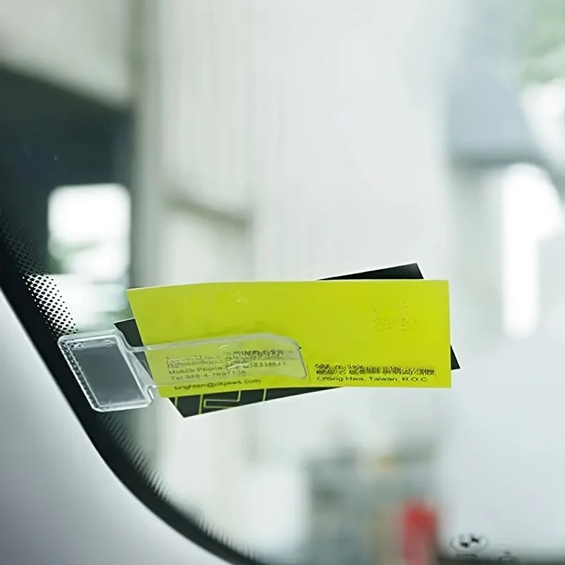20pcs Transparent Car Window Parking Ticket Holder's Small Tool With Adhesive Pad Qme