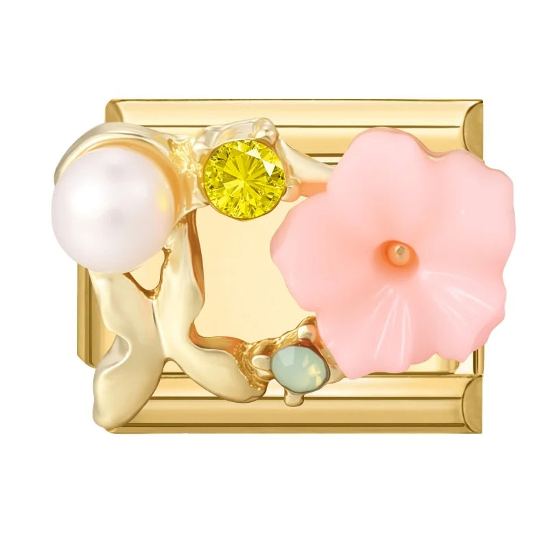 2026 Colorful Garland Flower Bird Luxury Pearl Zircon Gold Italian