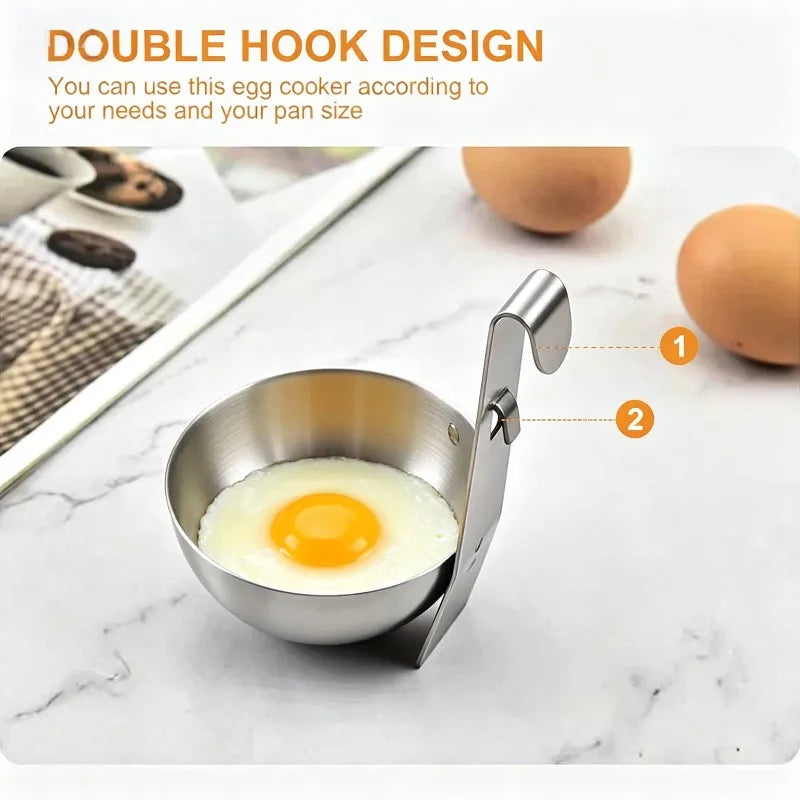 Stainless Steel Non-stick Egg Bowl Boiling Heating Mold Poached Egg Pot Non-stick Steamer Round Non-stick Cup Egg Steame Qme