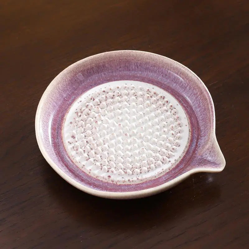 Porcelain Ceramic Garlic Grater Plate Ginger Wasabi Grinder With Spout Kitchen Tool For Paste Making Qme Purple