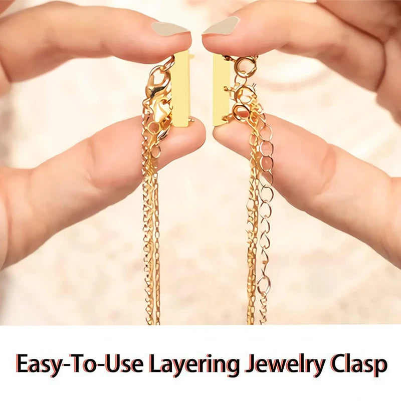 Layered Necklace Clasp 18K Gold and Silver Color Necklace Separator for Layering Multiple Necklace Clasps and Closures for Women Qme