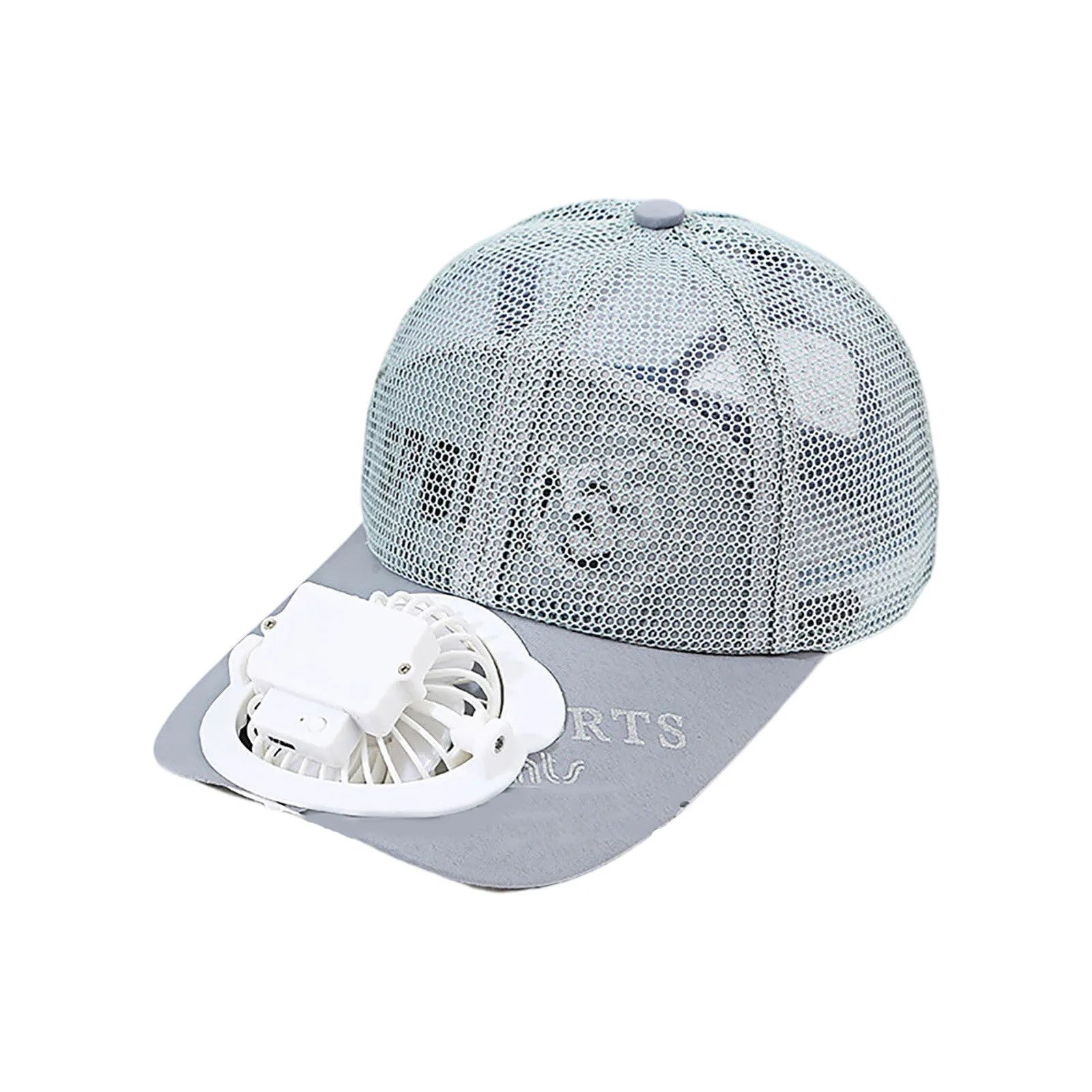 Summer USB Charging Fan Cap for Man and Women Fashion Mesh Breathable Baseball Cap Outdoor Sunscreen Letters Hat Qme Gray One Size