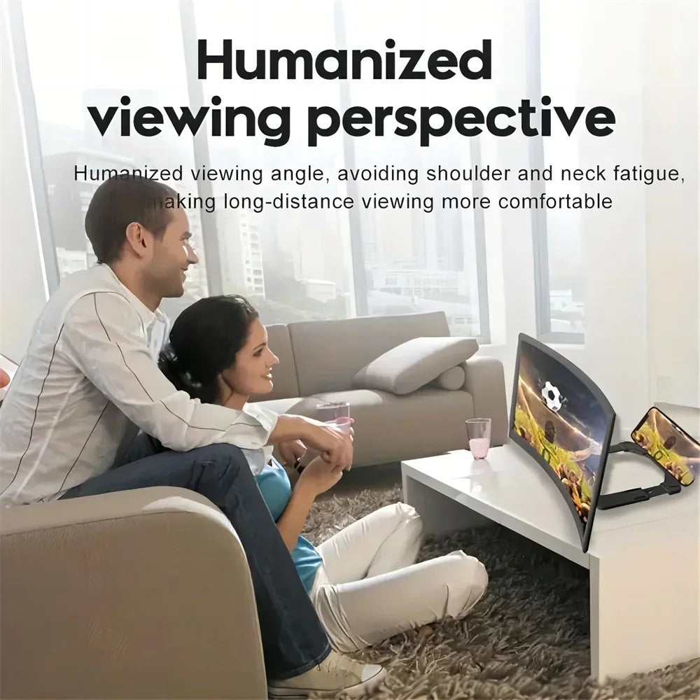 10/12 Inch Phone Screen 3D HD Screen Magnifier Movie Video Amplifier Holder Enlarger Screen Smart Phone Magnifying Curved Screen Qme