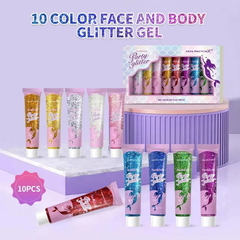 Sparkling Sequins Glitter Gel Stick Mermaid Sequin Body Glitter Gel Cosmetic Hair Glitter Festival Makeup for Christmas Party Qme