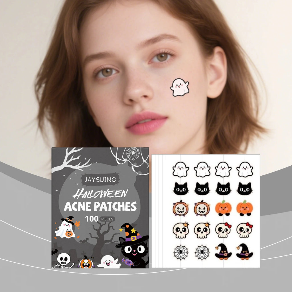 100pcs Halloween Acne Patches Soothing Repair Patch Pumpkin & Bat Shapes Breathable Invisible Acne Spot Cover Skin Care Qme