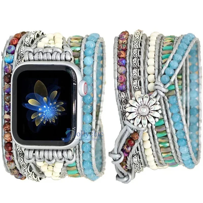 Bohemia Strap for Apple Watch Ultra Band 49mm 44mm 45mm 41mm 42mm 38 Handmade Natural Beads Bracelet Iwatch Series 8 7 6 Se 5 3 Qme