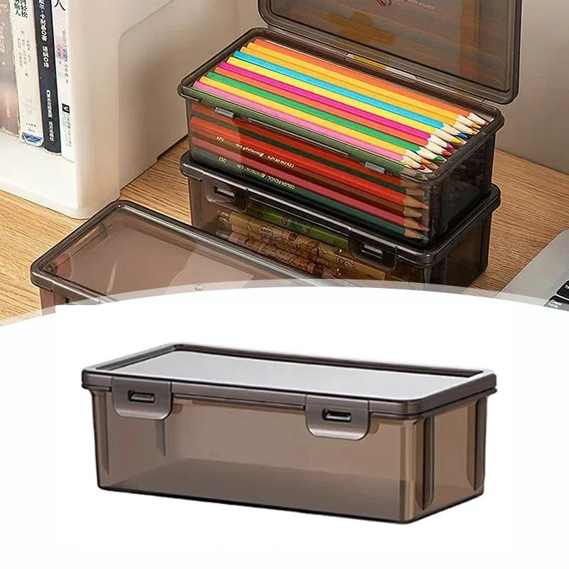 1pc Translucent PencCase Large Capacity Lightweight Convenient for School Supplies Storage Pen Box Organizer Box Qme 1pc Grey
