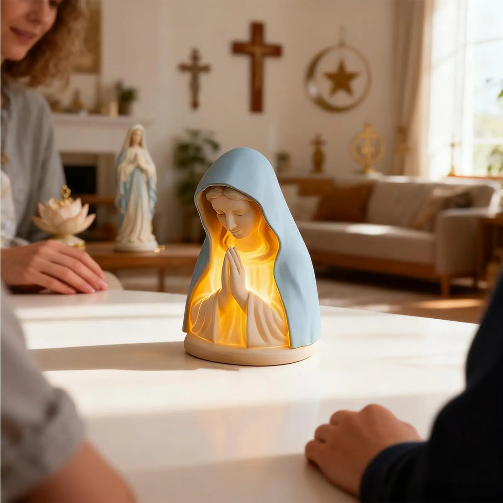 Blessed Mother Mary Night Light Warm Lighting Figure Craft Catholic Night Light for Home House Birthday Nursery College Room Qme