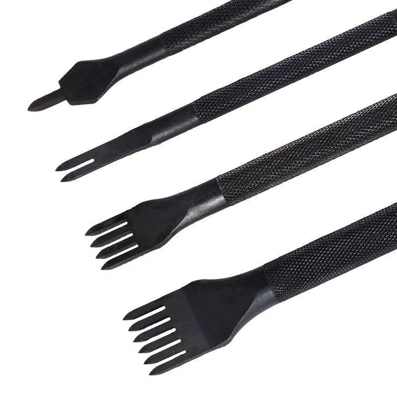 4Pcs DIY Leather Tools High-quality Leather Craft Tools Puncher Stitching And Punching Tool Set 1+2+4+6 Claw Leather Tool Set Qme