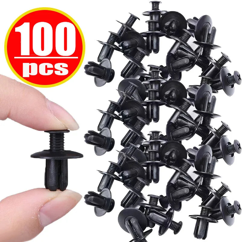 8mm Hole Door Rivet Plastic Clip 100/50/5pcs Fasteners Black Cars Lined Cover Barbs Rivet Auto Fasteners Retainer Push Pin Clips Qme 100Pcs