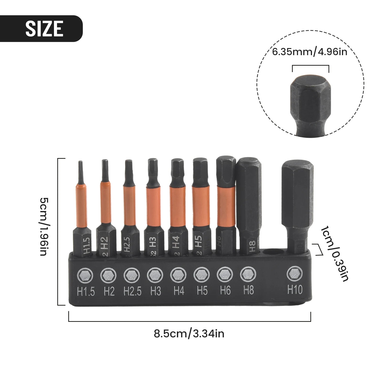 9pcs Hexagon Screwdriver Bit Set Hex Head Wrench Drill Bit 1/4" Shank Quick Change Screwdriver Bit S H1.5-H10 Hand Tools Qme