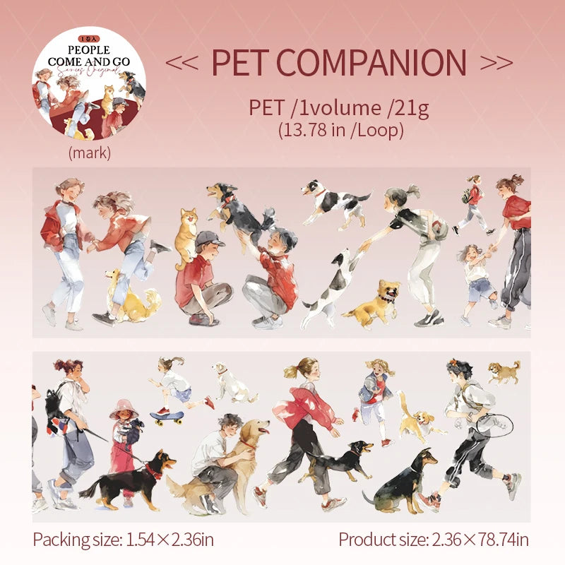 1 Roll Pedestrian PET Seamless Scene Washi Tape for DIY Scrapbooking Journal Collage Material Phone Case Notebook Decoration Qme 1