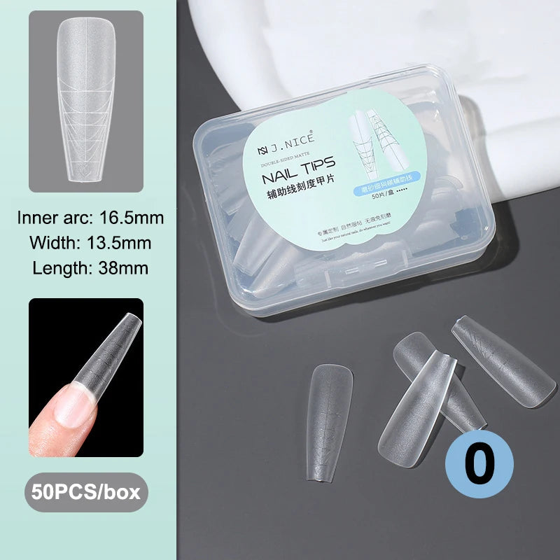 Fake Nails Long Trapezoid Auxiliary Lines Box Acrylic Finger UV Gel Qme 0