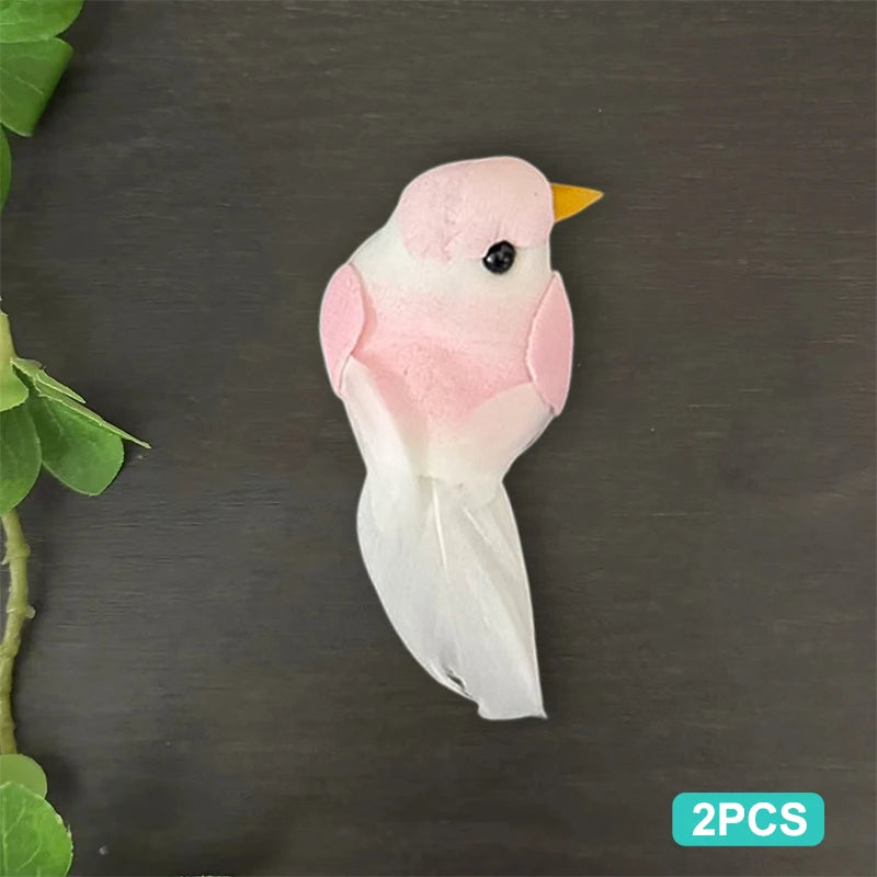 Cute Artificial Birds Fake Foam Animal Simulation Feather Models Tit Qme A3 2PCS