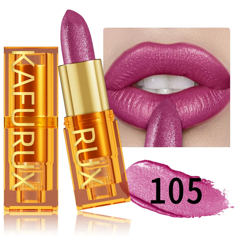 16Colors Bold Intense Glitter Shiny Metallic Lipstick Lip Tint Long Qme 105
