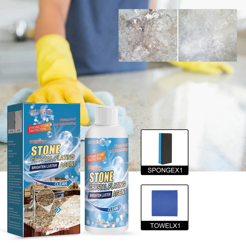 Stone Crystal Plating Brighten Luster Agent with Sponge and Towel Marble Crystal Plating Agent Nano Stone Crystal Plating Liquid Qme