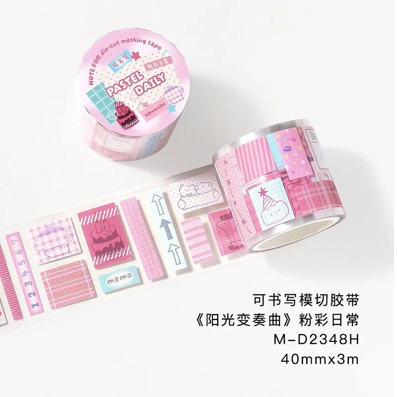 TIANZI Cute Y2K 40mm X 3m Masking Tape Adhesive for Planner Journal DIY Scrapbooking Collage Decor Japanese Stationery Stickers Qme A 40mm X 3m