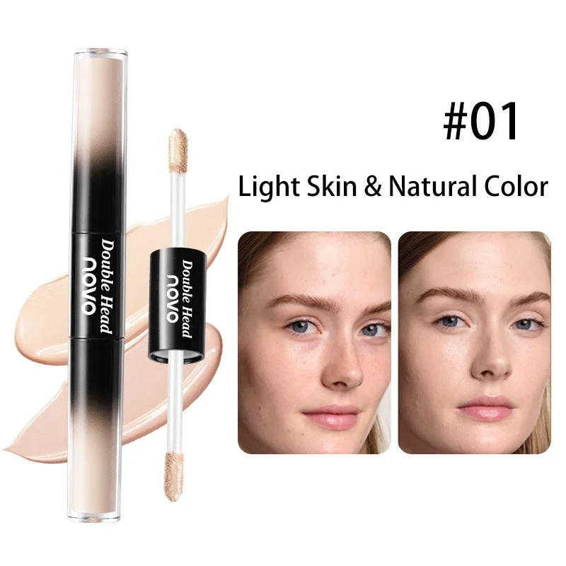 Double Ended Liquid Concealer Stick& Foundation, Waterproof, Sweatproof, Non-Sticky, Cover Acne Marks, For Eyes & Cheek Qme 01