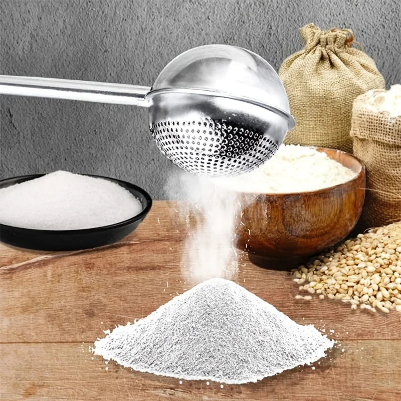 1pc Flour Sprinkler Stainless Steel, Flour Filter One Hand Operation Spring Flour Sieve, Dust Collector Flour Sprinkler Tool Qme