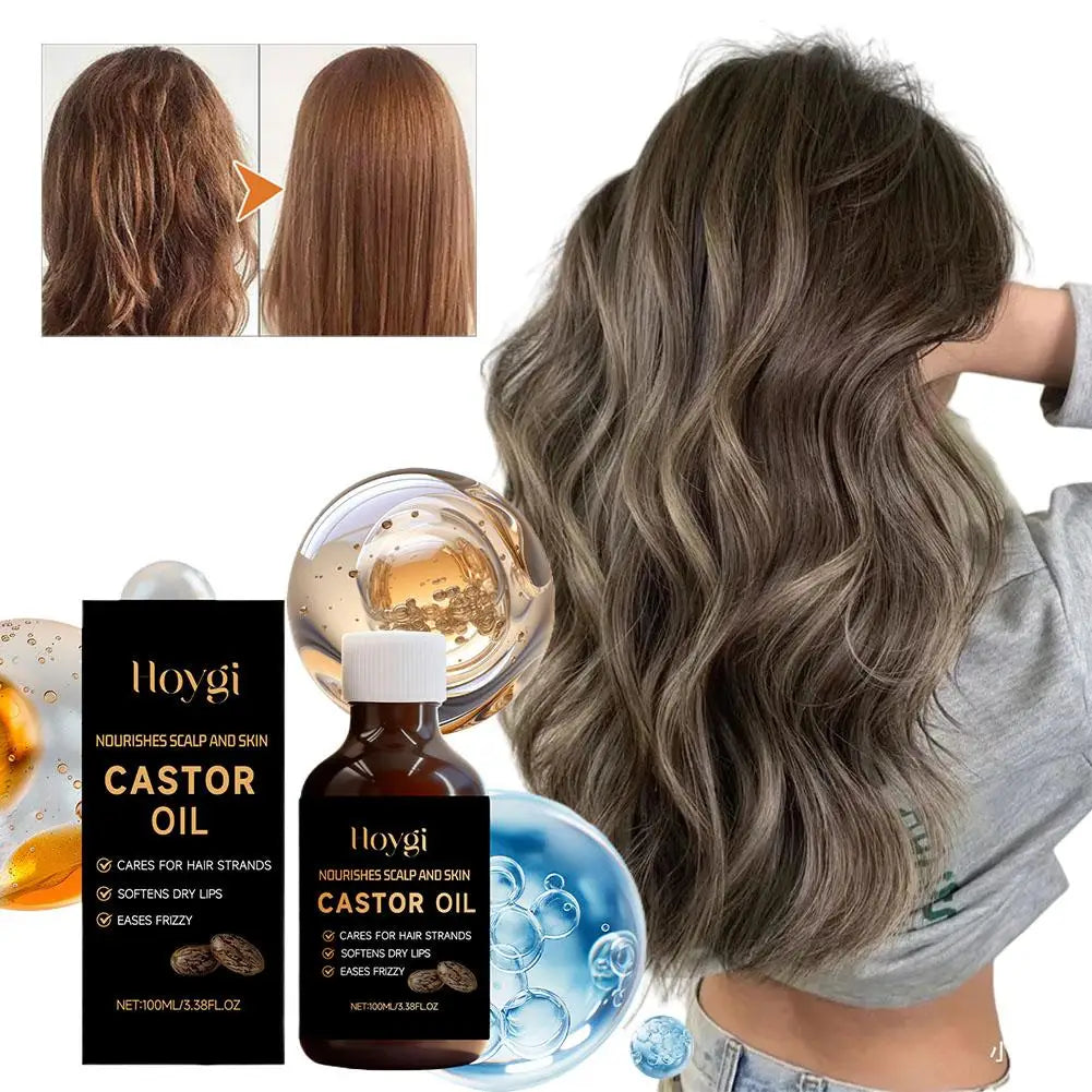 Body Care Essential Oil Castor Seed Lightweight Nourishing Skin Hydrate Eases Frizzy Softens Skins Non-greasy Nursing Hair Serum Qme