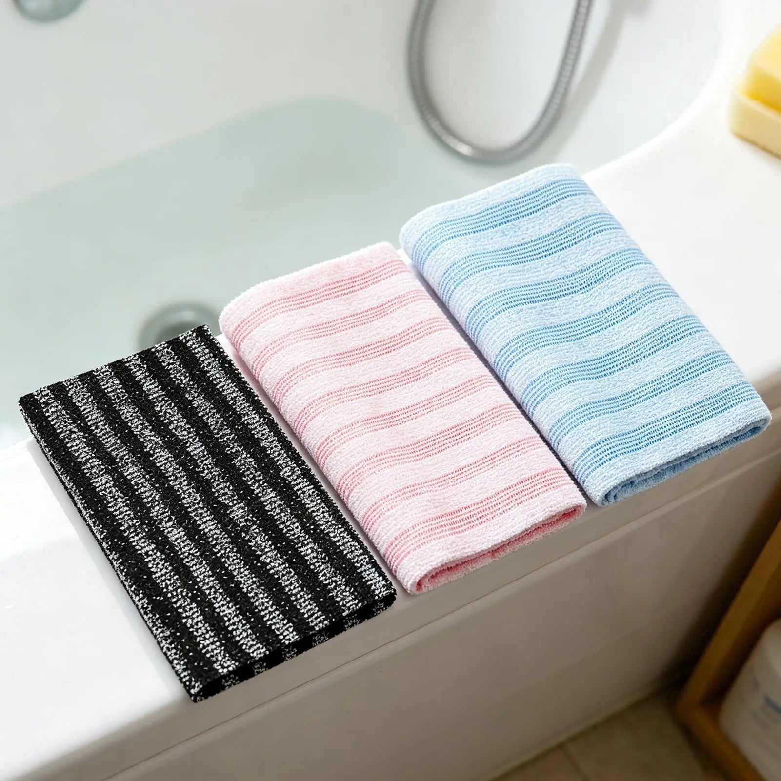 Bath Towels Large 3 100x25cm Double-sided Washcloths Bathroom Back Qme