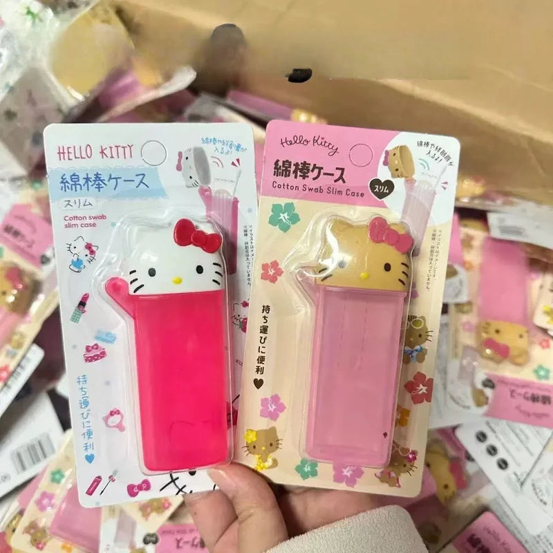 Hello Kitty Cute Cartoon Storage Box Portable Storage for Cotton Swabs, Toothpicks, and Dental Floss Qme