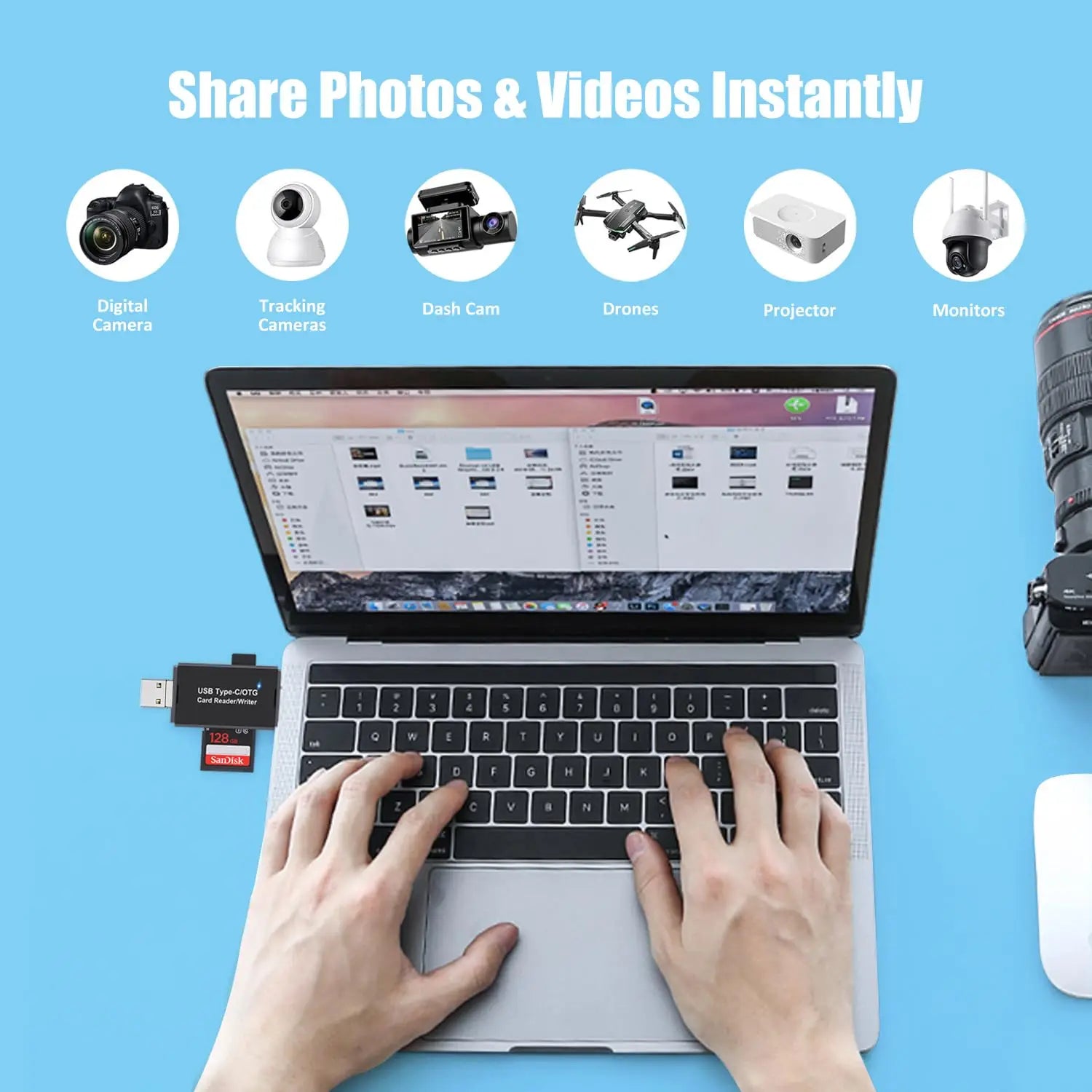 3-in1 Micro USB SD TF Memory Card USB C OTG Card Reader Adapter High Speed USB 2.0 for Phone Laptop Camera Photo Transfer Memory Qme