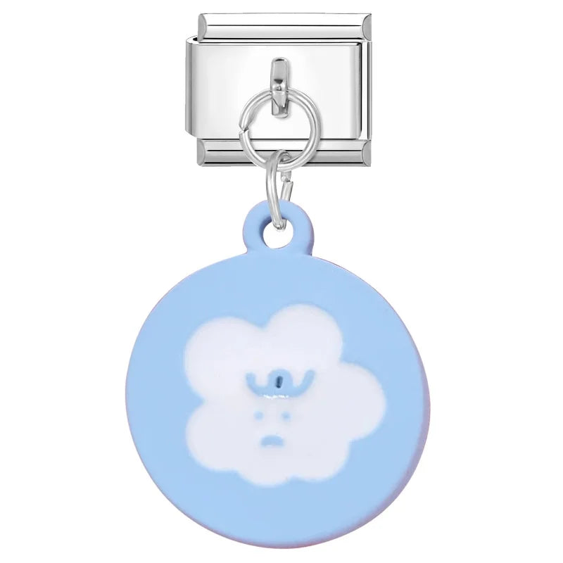 2025 Wholesale Cute Cartoon Rabbit Bear Pendant Italian Charm Links Fit 9mm Stainless Steel Bracelet Women DIY Making Jewelry Qme Style 15