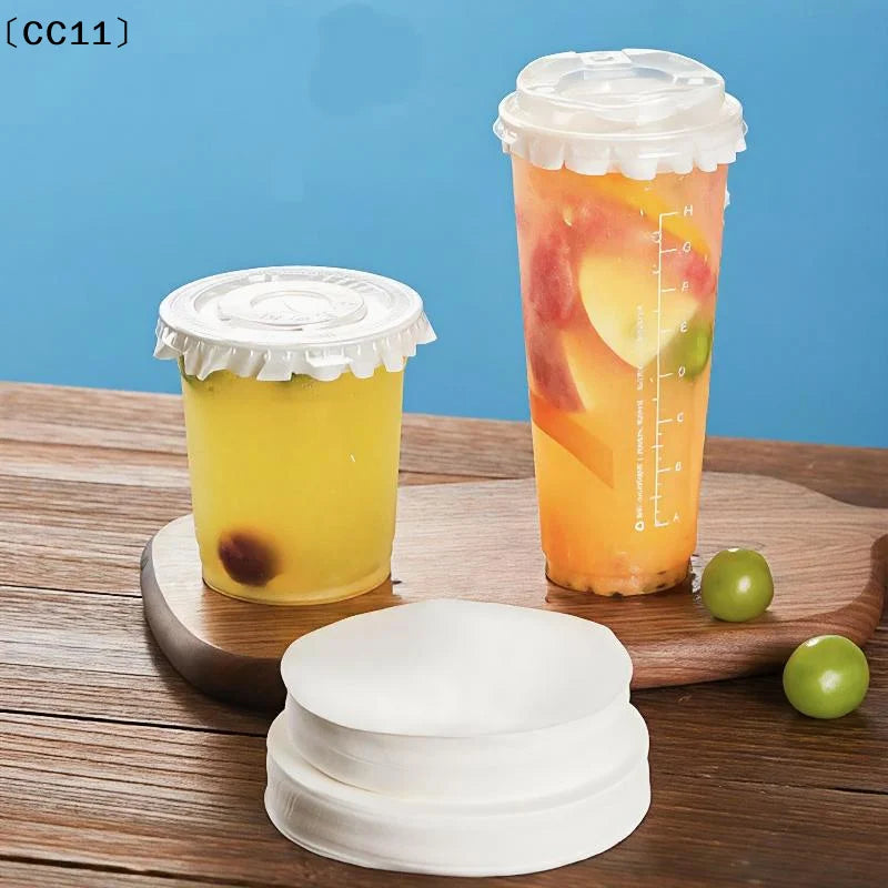 100 Disposable Leak Proof Paper Coffee Cup Cover Lid Films Anti Qme