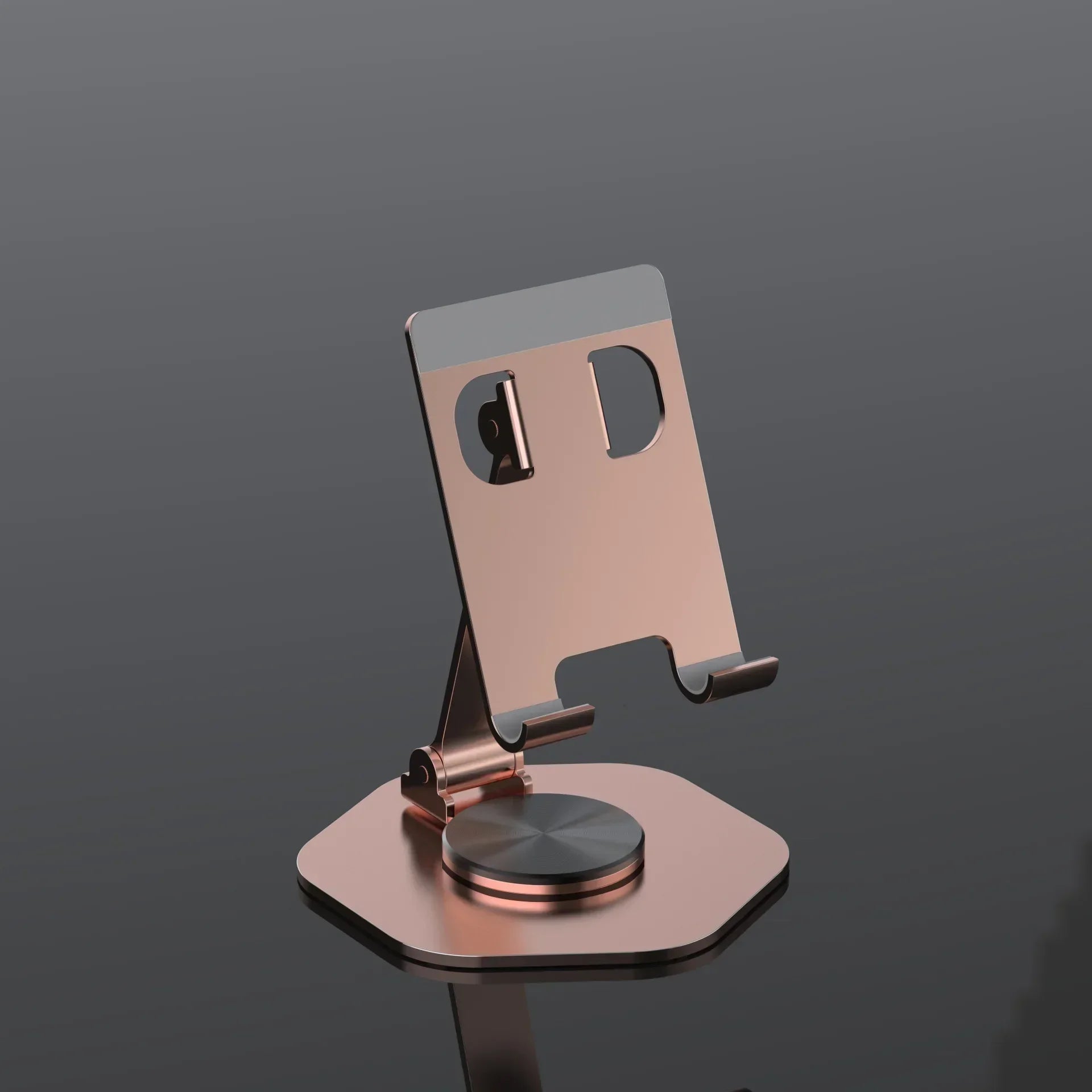 Metal Foldable and Portable 360 Degree Mobile Phone Desktop Bracket for Lazy Tablet Computer Aluminum Alloy Support Bracket Qme YY-020 Rose Gold