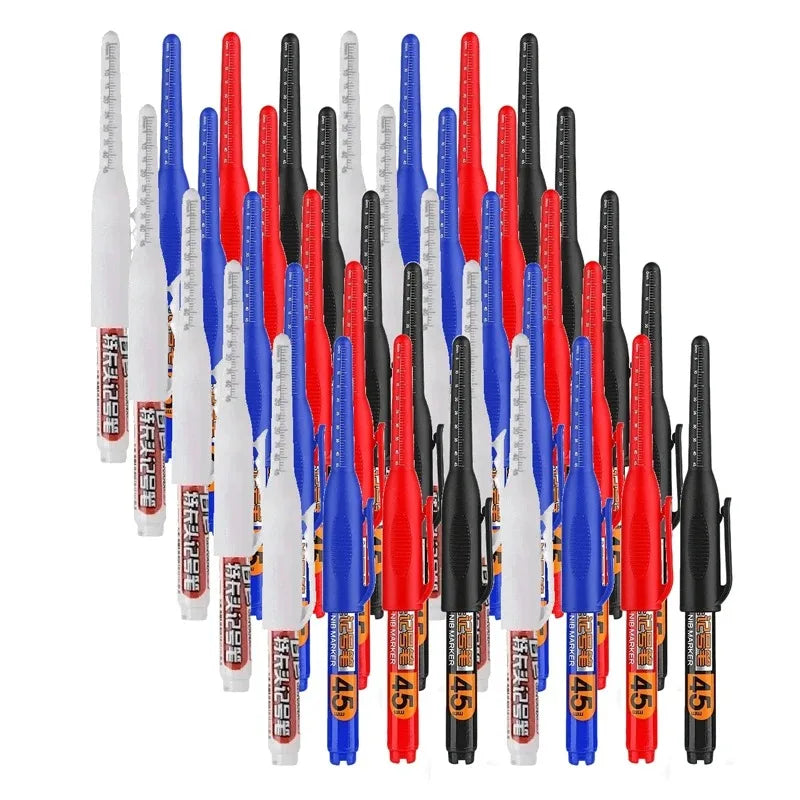 1- Waterproof Deep Hole Marker Pens Long Nib Head Carpenter Pen Black