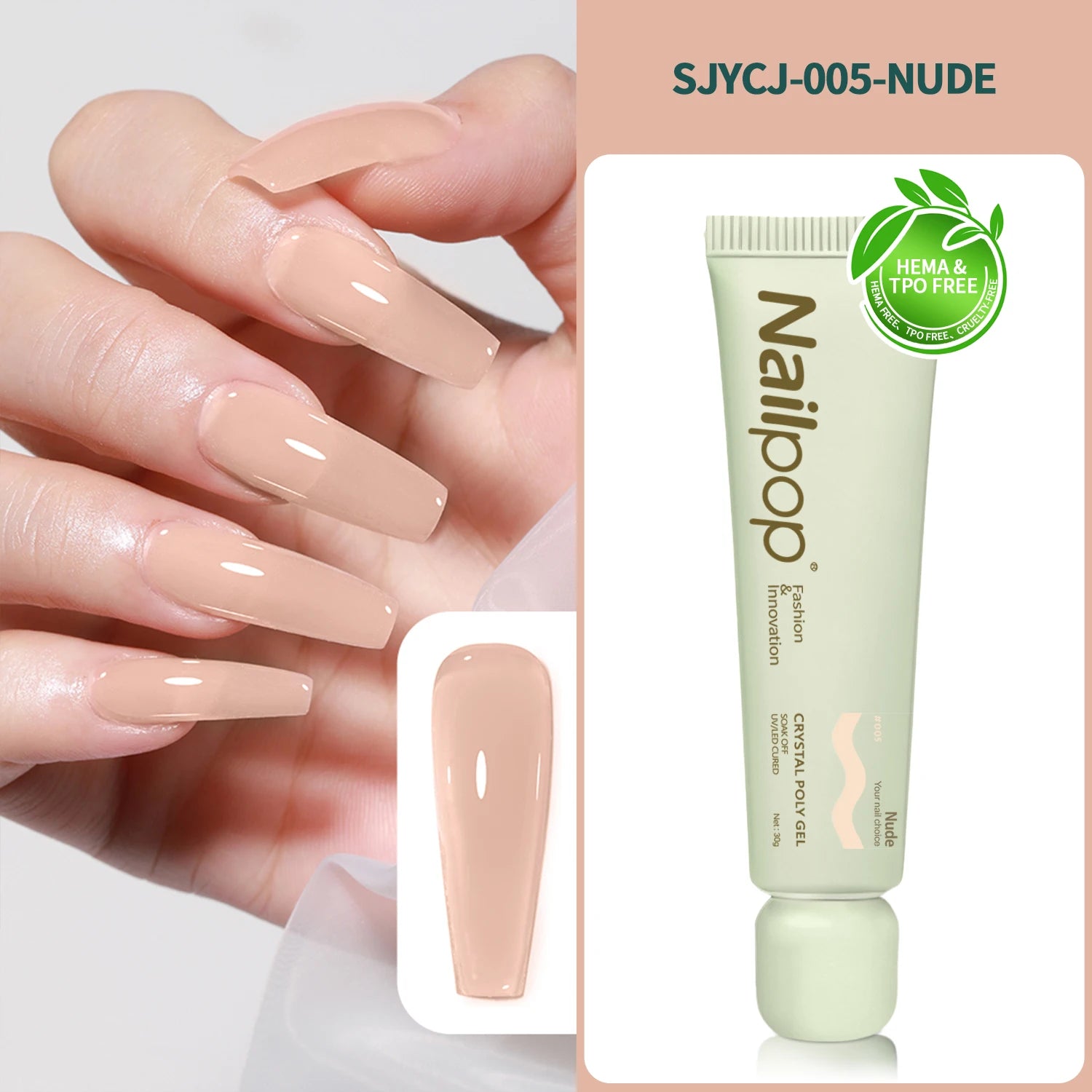 Nailpop Crystal Poly Nail Gel 6 Colors Builder Nails Extension Quick Qme SJYCJ-001-Nude