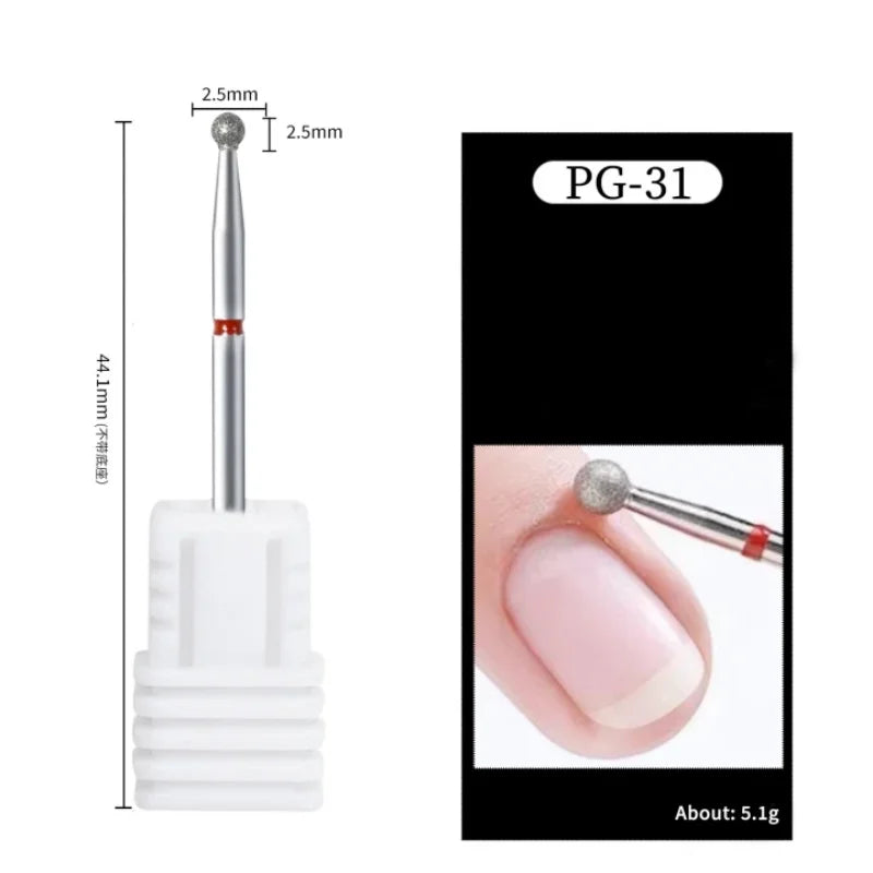 Nail Art Diamond Drill Polishing Head Sanding Acrylic Gel Remove Electric Manicure Drill Machine Replacement Gringing Heads Qme PG-31