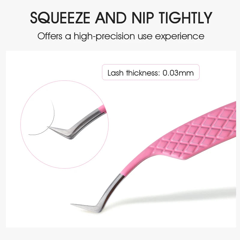 NATUHANA Dark Pink Eyelash Extension Tweezers Precision Anti-static Qme