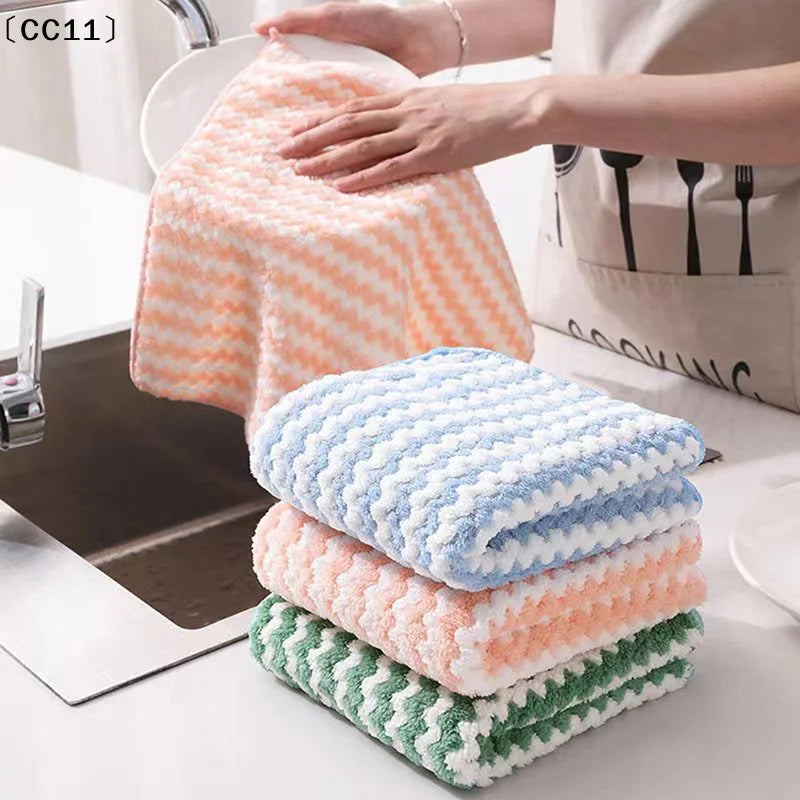 Kitchen Cleaning Rag Coral Fleece Dish Washing Cloth Absorbent Qme