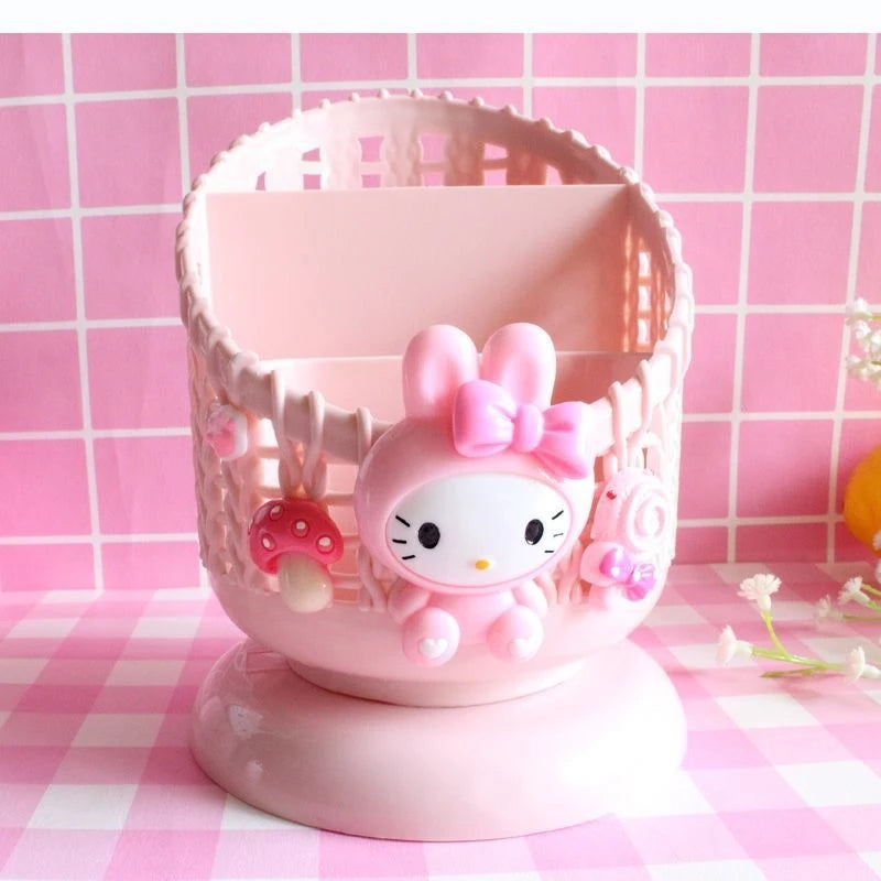 Hello Kitty Cartoon Pencil Holder Stylish Office Storage Box Qme