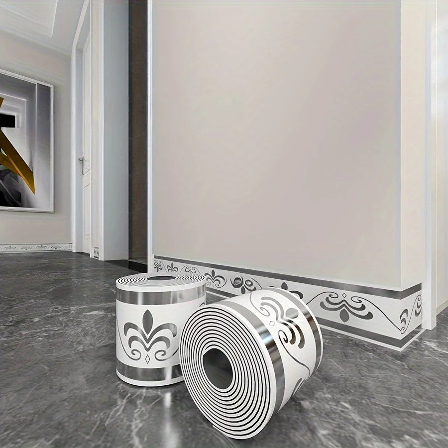 Roll Up Self-Adhesive Skirting Board Anti-Collision and Waterproof Waistline Living Room and Bedroom Decorative Wall Stickers Qme DW-235 10pcs