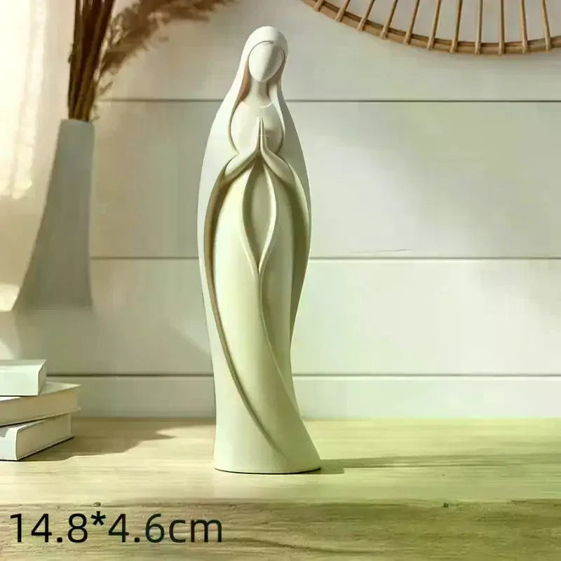 3D Printed Praying Angel Statue Guardian Angel Figurine White Gold Religious Sculpture For Home Altar Decor Qme