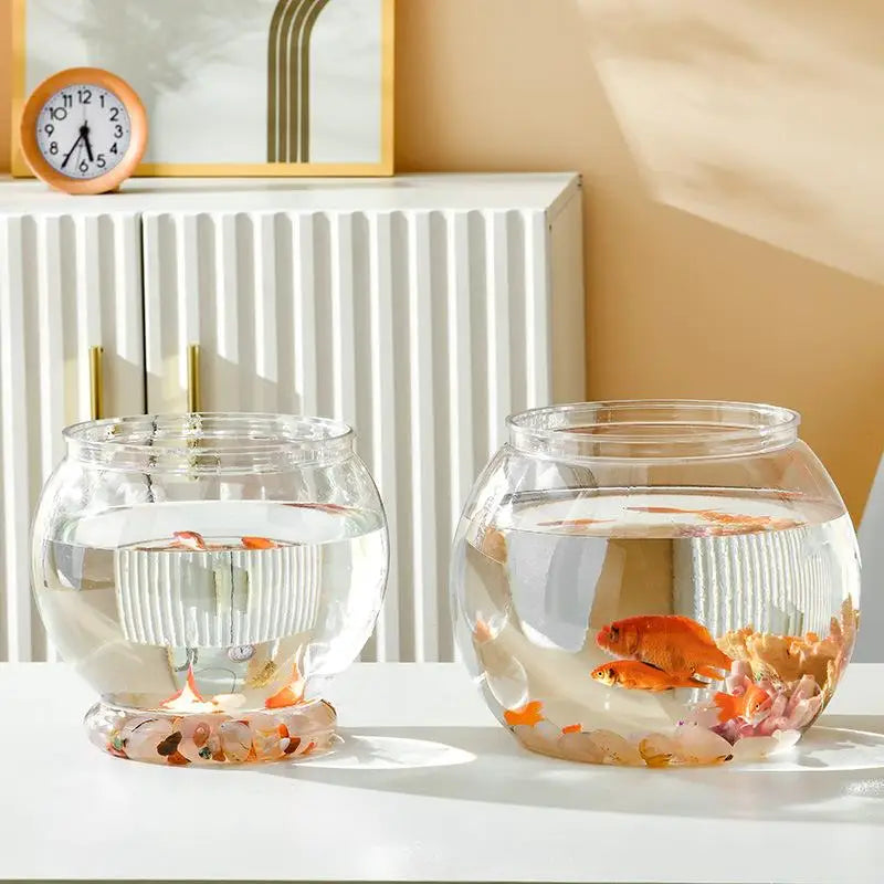 Pet Plastic Lightweight Desk Aquarium Bowl Home Decor Transparent Qme